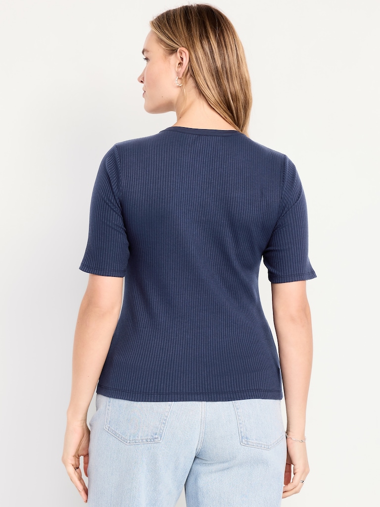 Short Sleeve Lace-Front Top