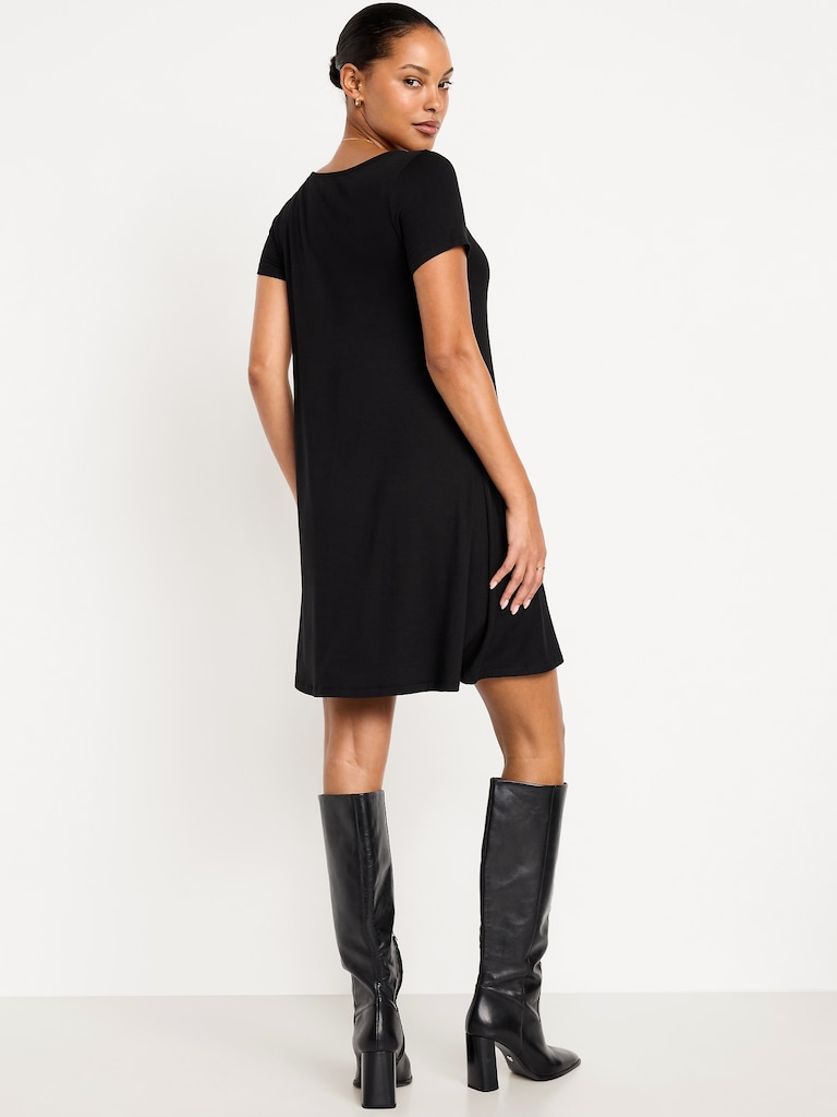 Short-Sleeve Mini Swing Dress
