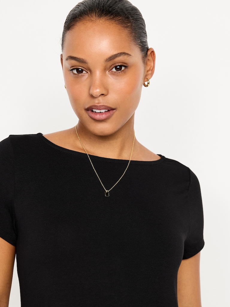 Short-Sleeve Mini Swing Dress