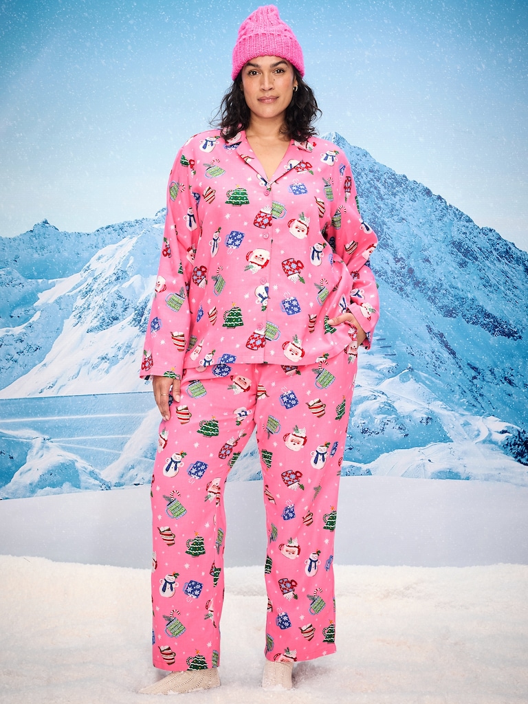Printed Flannel Pajama Pant Set for Women