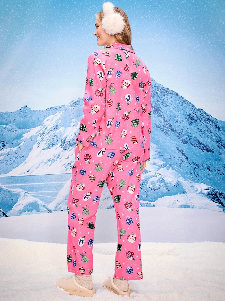 Printed Flannel Pajama Pant Set for Women