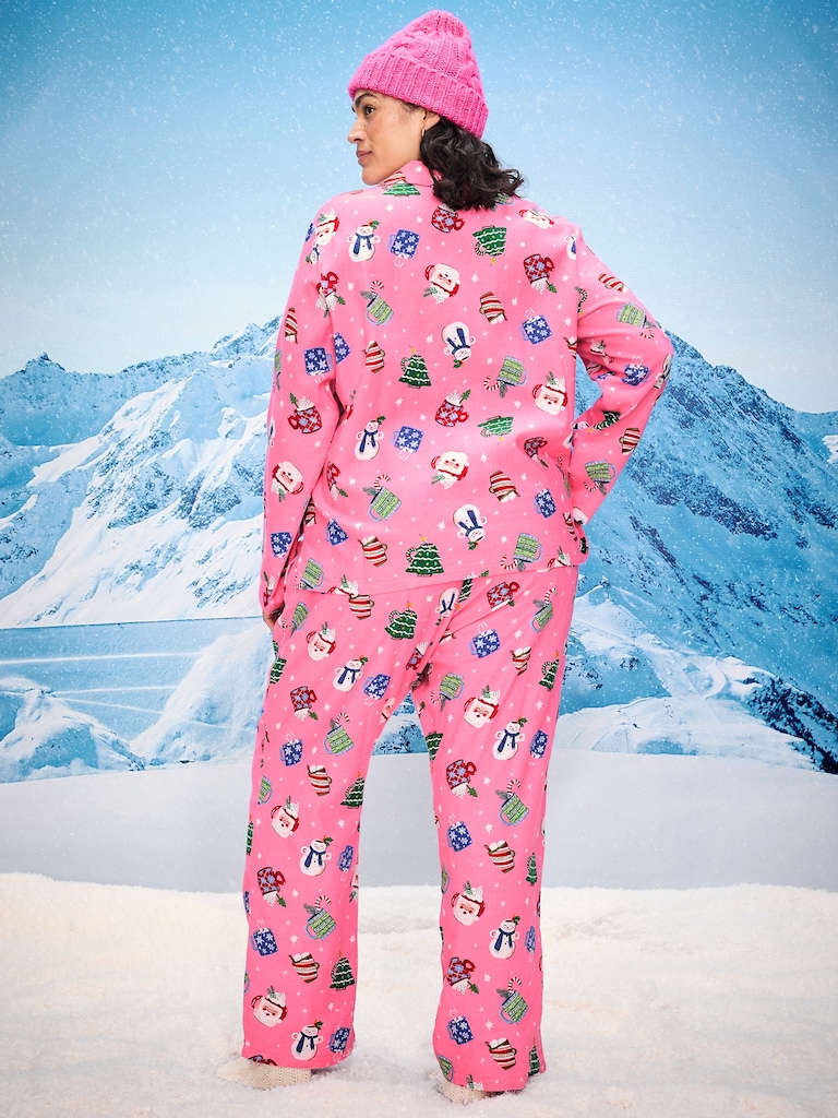 Printed Flannel Pajama Pant Set for Women
