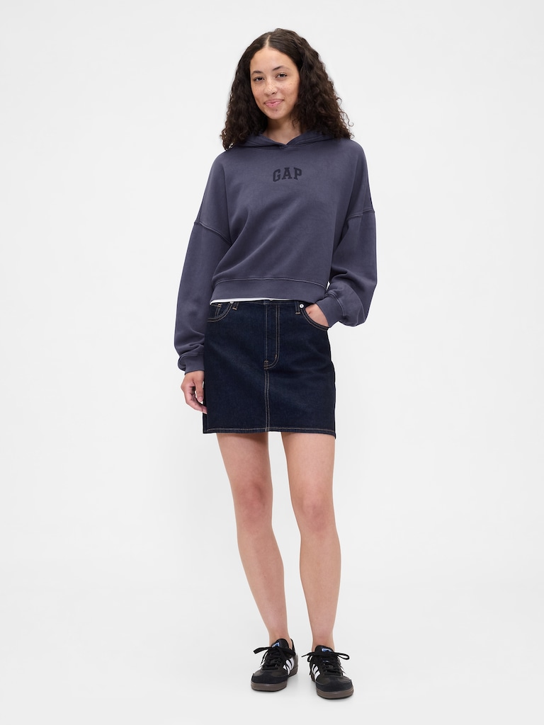 Relaxed Gap Mini-Logo Cropped Hoodie