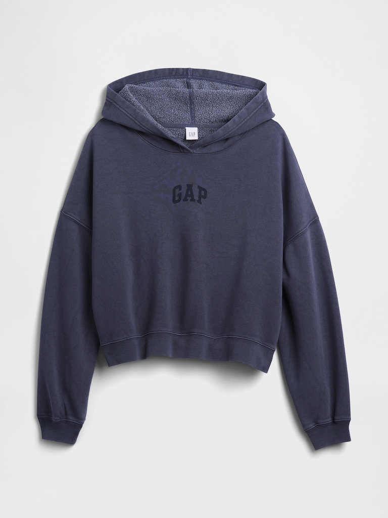 Relaxed Gap Mini-Logo Cropped Hoodie