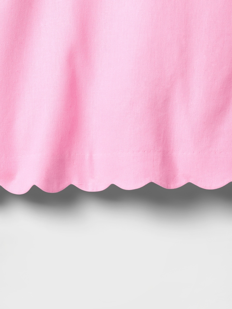 Linen-Blend Scalloped Mini Skort