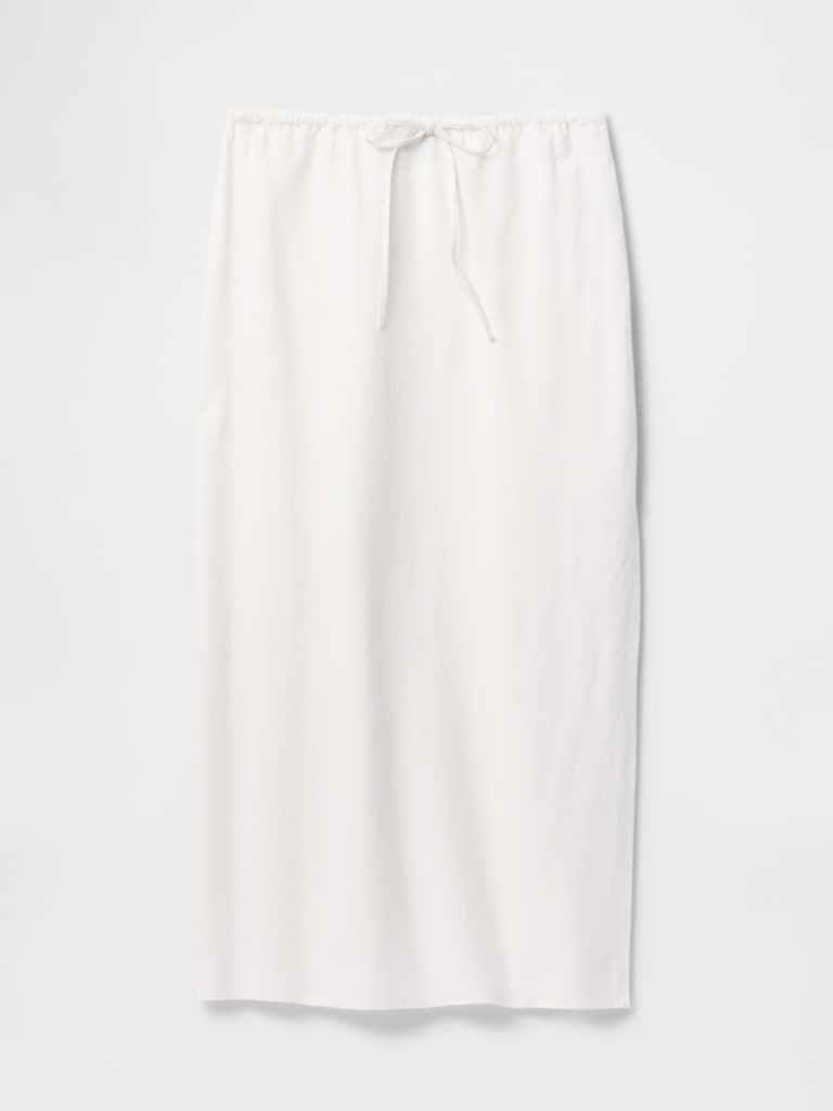 Linen-Blend Midi Skirt