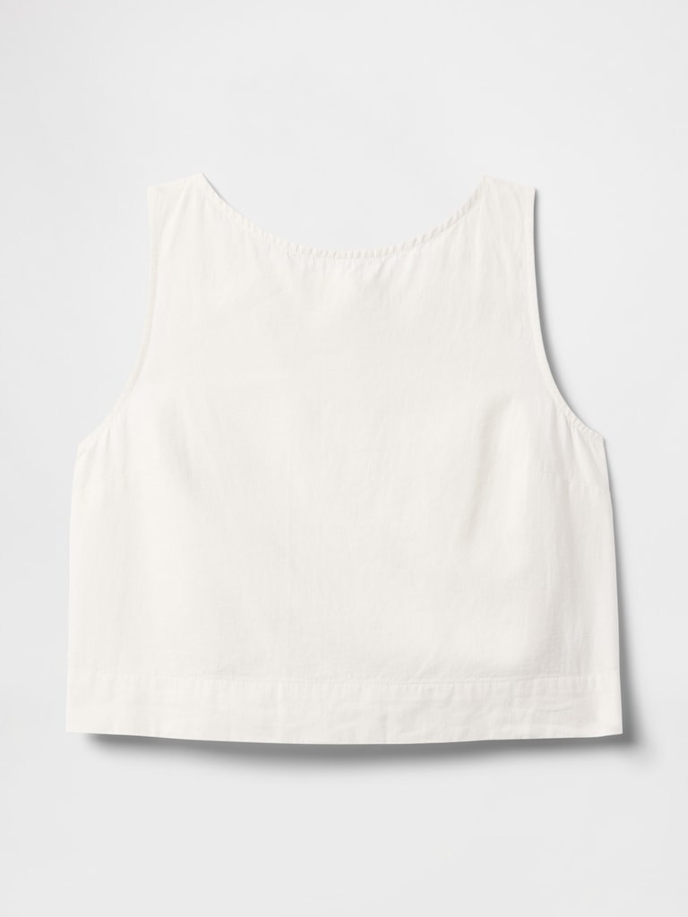 Linen-Blend Crop Shell Tank Top