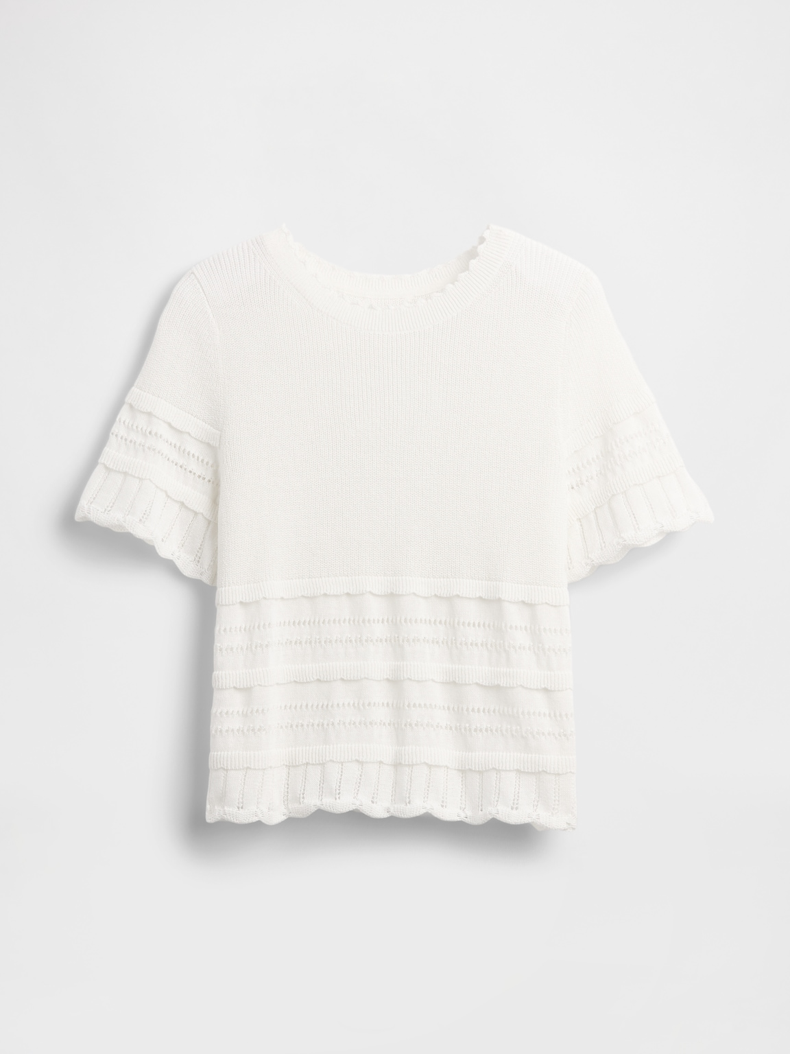 Linen-Blend Pointelle Sweater Crop Top