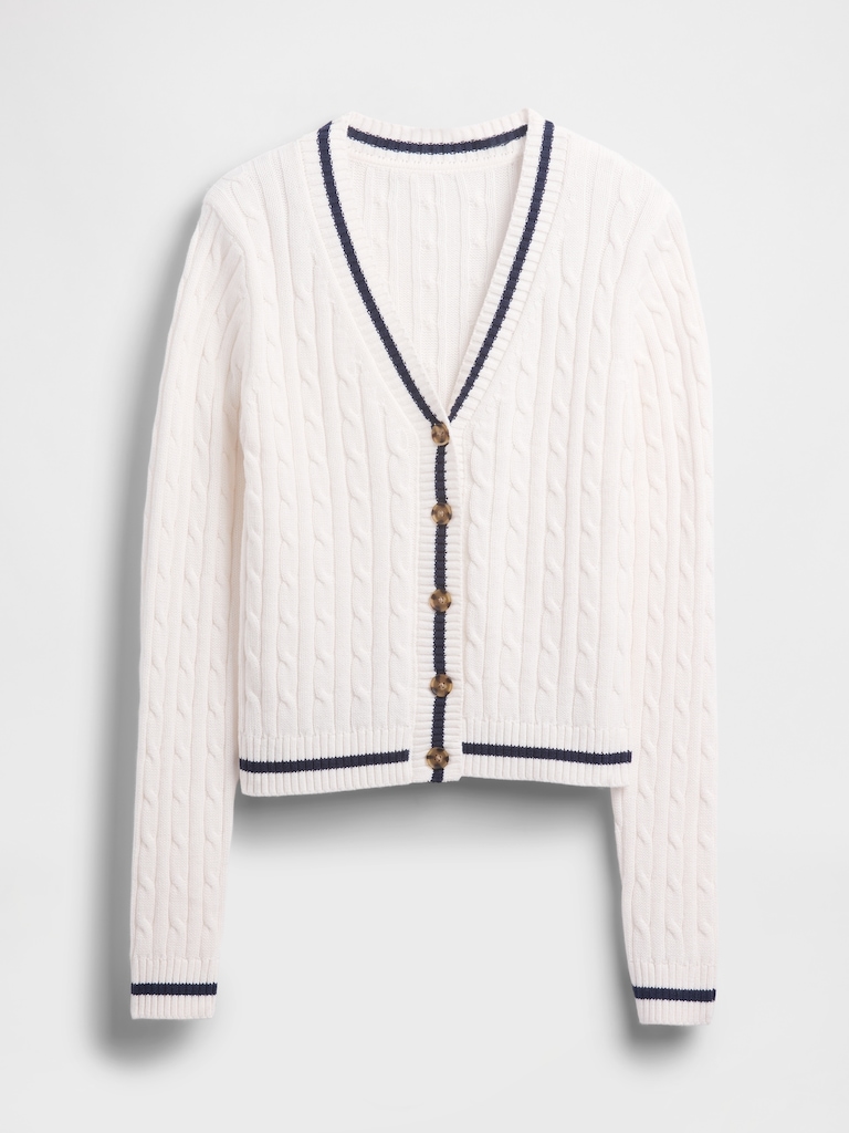 100% Cotton Cable-Knit Cardigan