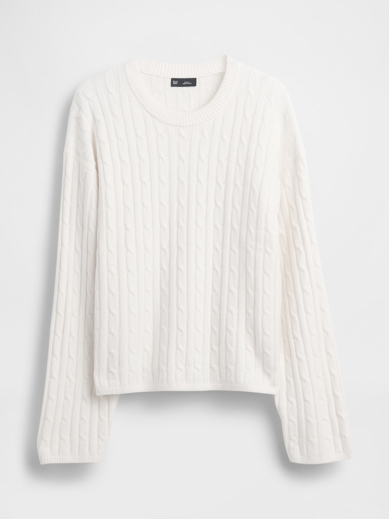 CashSoft Cable-Knit Crewneck Sweater