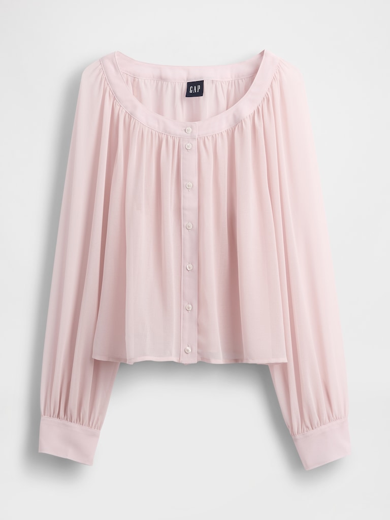 Sheer Button-Front Top