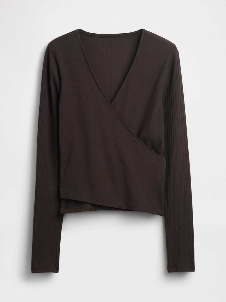 Modern Wide Rib Wrap V-Neck T-Shirt