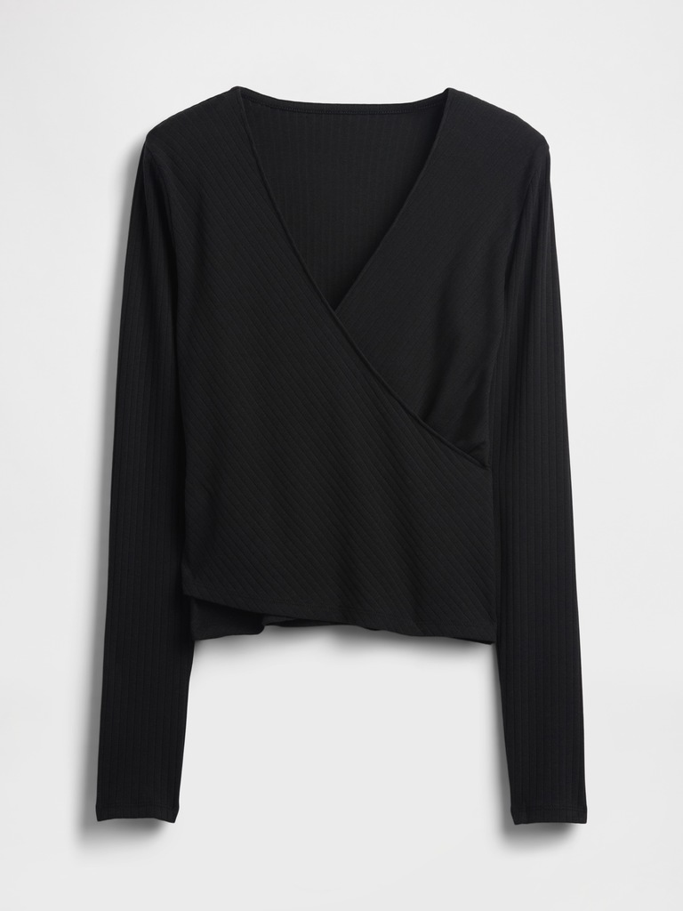 Modern Wide Rib Wrap V-Neck T-Shirt