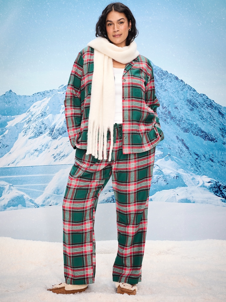 Plaid Flannel Pajama Pant Set for Women