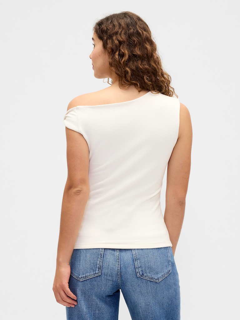 Stretch Jersey One-Shoulder Top