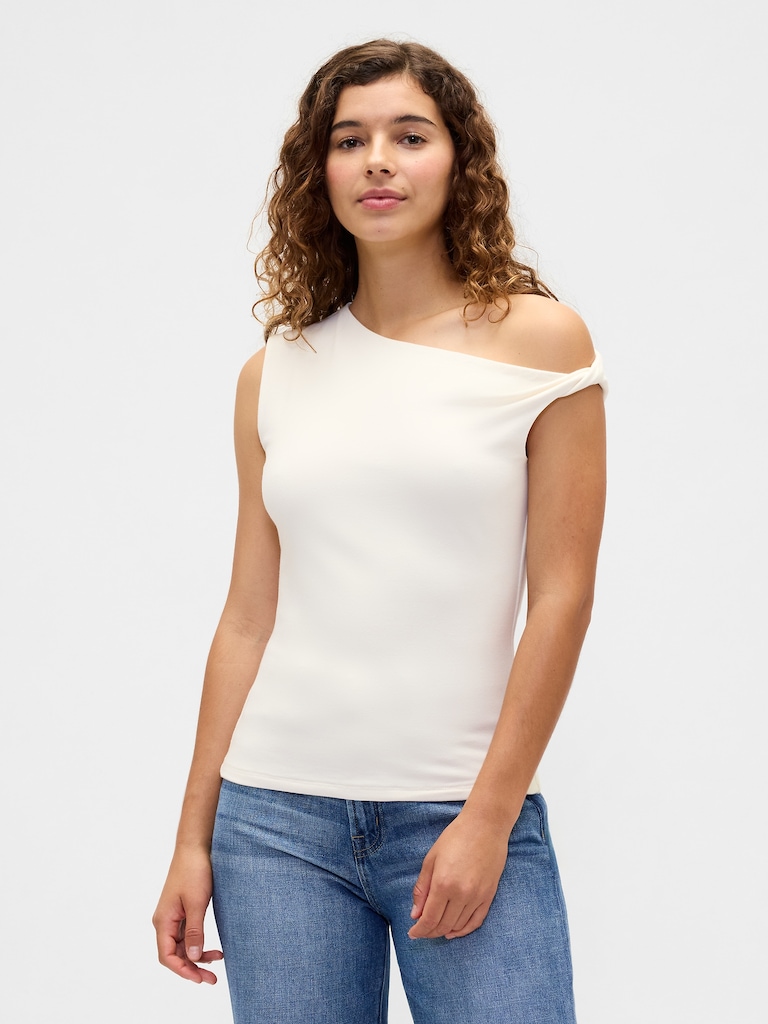 Stretch Jersey One-Shoulder Top