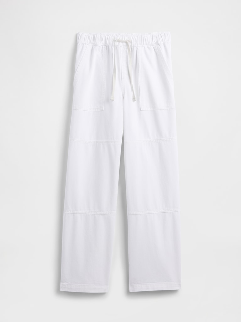 High Rise Pull-On Wide-Leg Utility Jeans