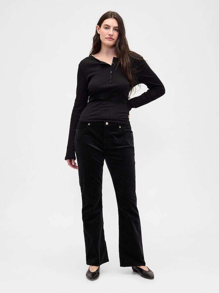 Mid Rise Baby Boot Velvet Pants