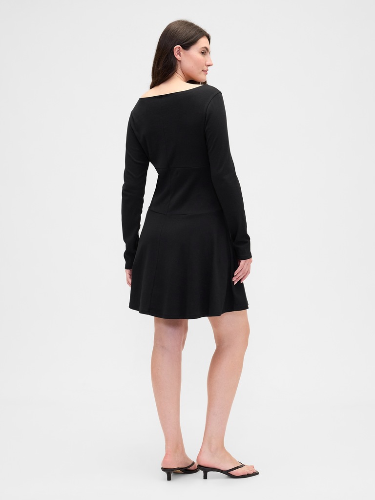Modern Ribbed Boatneck Mini Dress