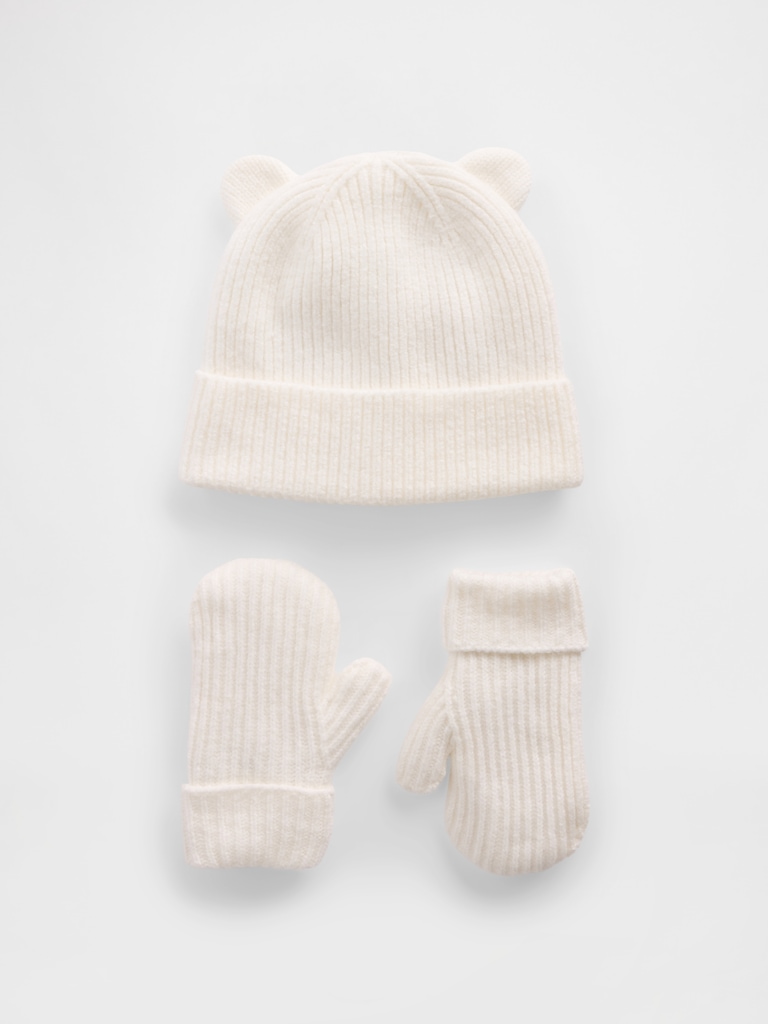 Baby & Toddler CashSoft Bear Beanie & Mittens Set