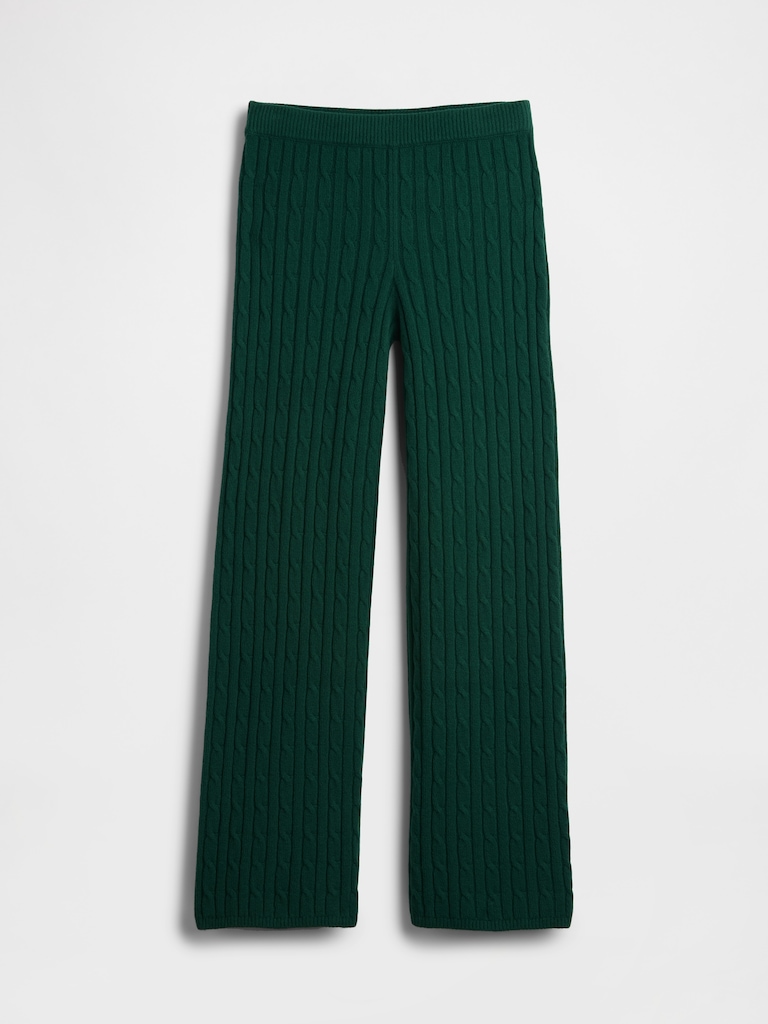 CashSoft Cable-Knit Sweater Pants
