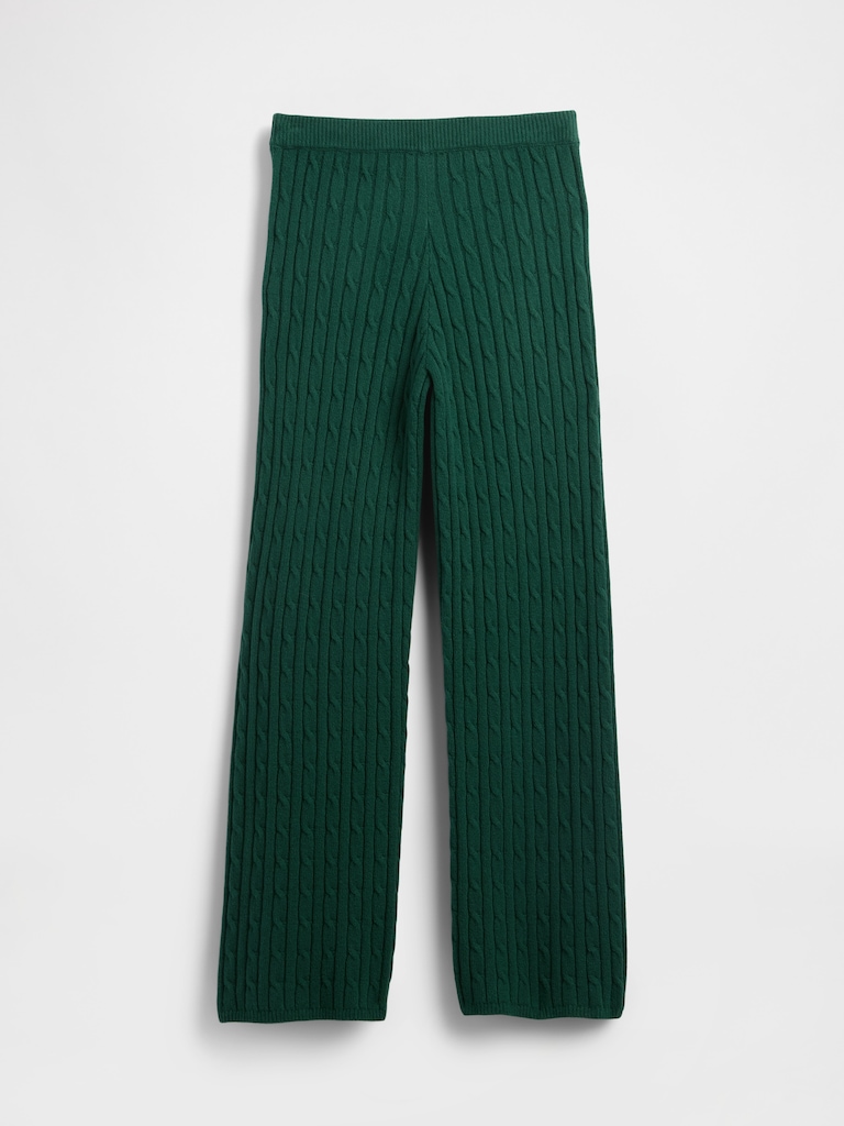 CashSoft Cable-Knit Sweater Pants