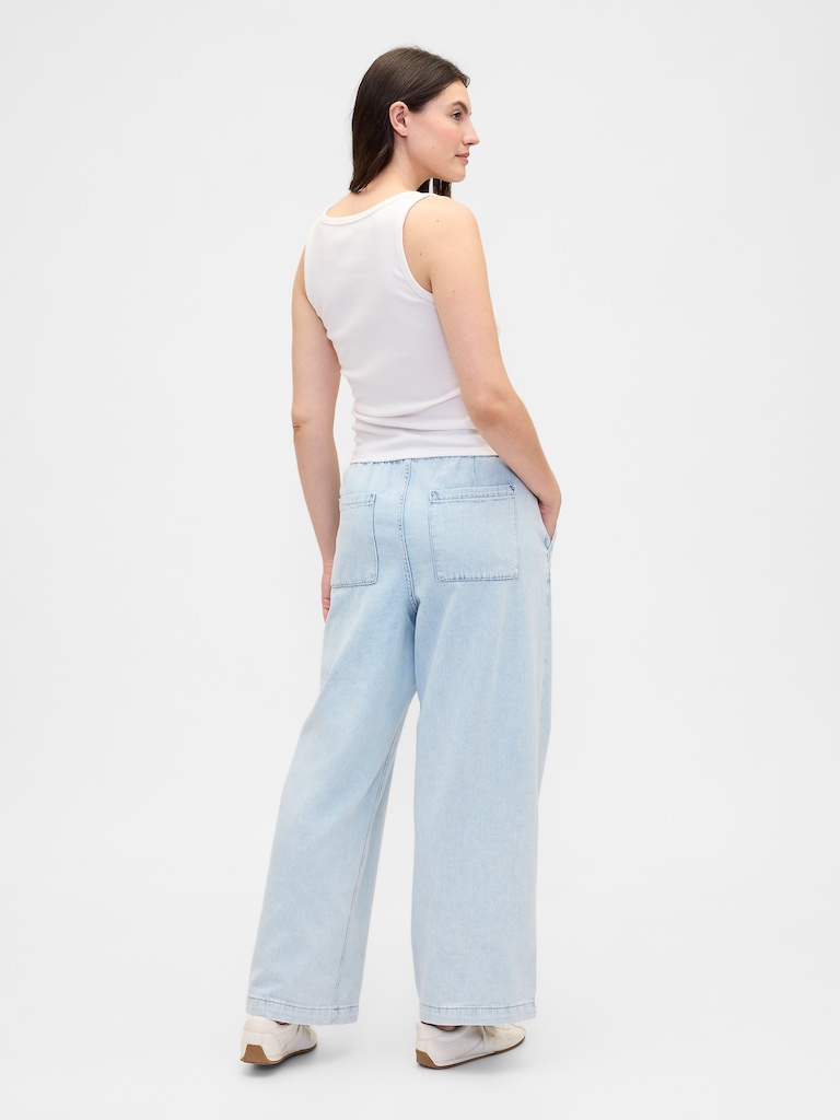 High Rise Pull-On Wide-Leg Jeans