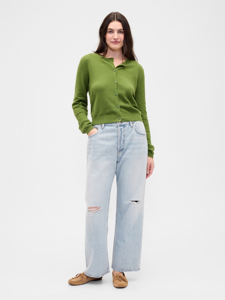 Low Slung Destructed Relaxed Straight Jeans