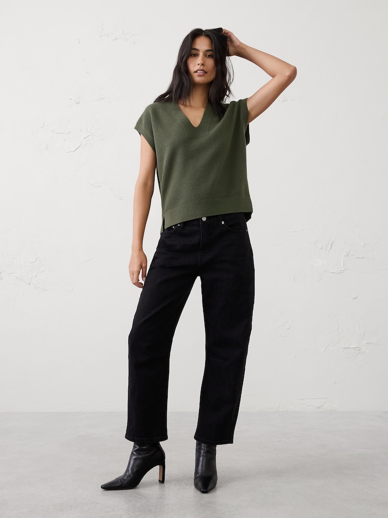 Textured V-Neck Sweater Vest