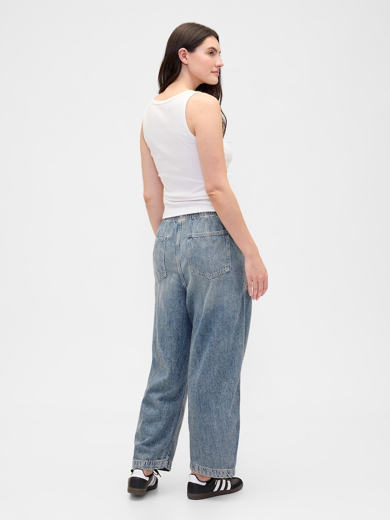Mid Rise SuperSoft Pull-On Barrel Jeans