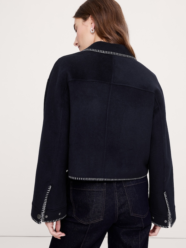 Double-Faced Short Jacket with Blanket Stitch