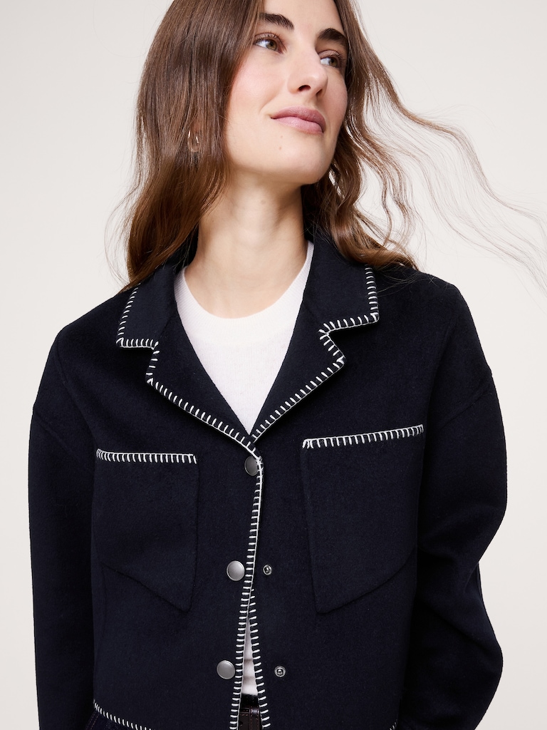 Double-Faced Short Jacket with Blanket Stitch