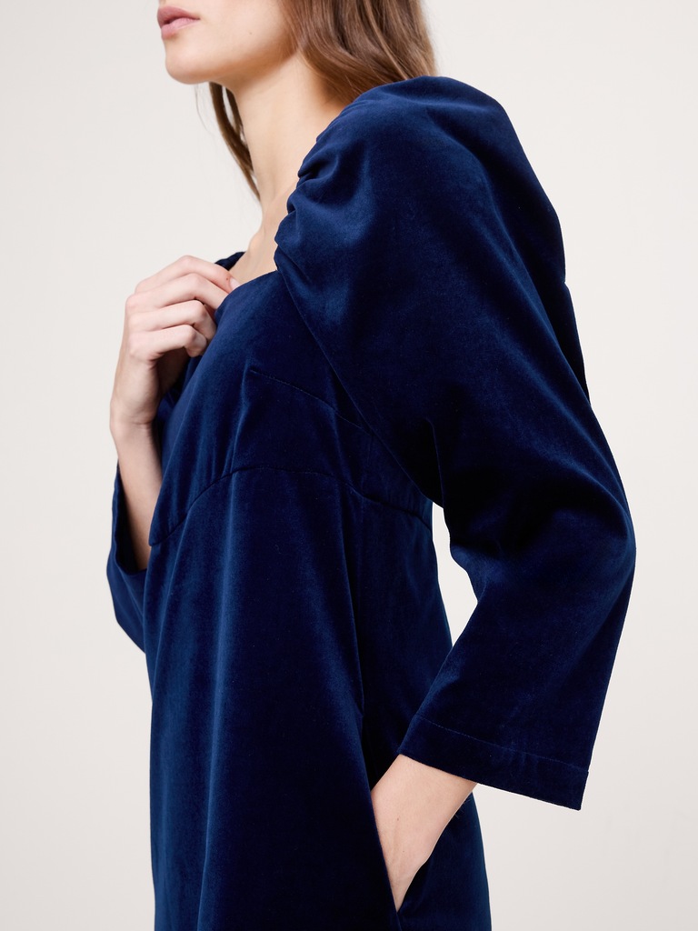 Velvet Puff-Sleeve Mini Dress