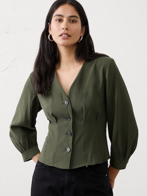 slim fit dress slacks Lightweight Oversized Button-Up Blouse | Trendy Women Tops main image 0