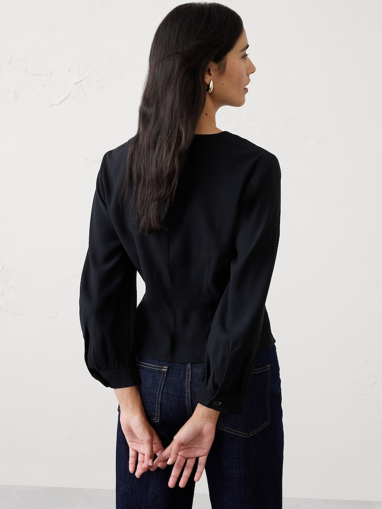 Twill 3/4-Sleeve Corset Shirt