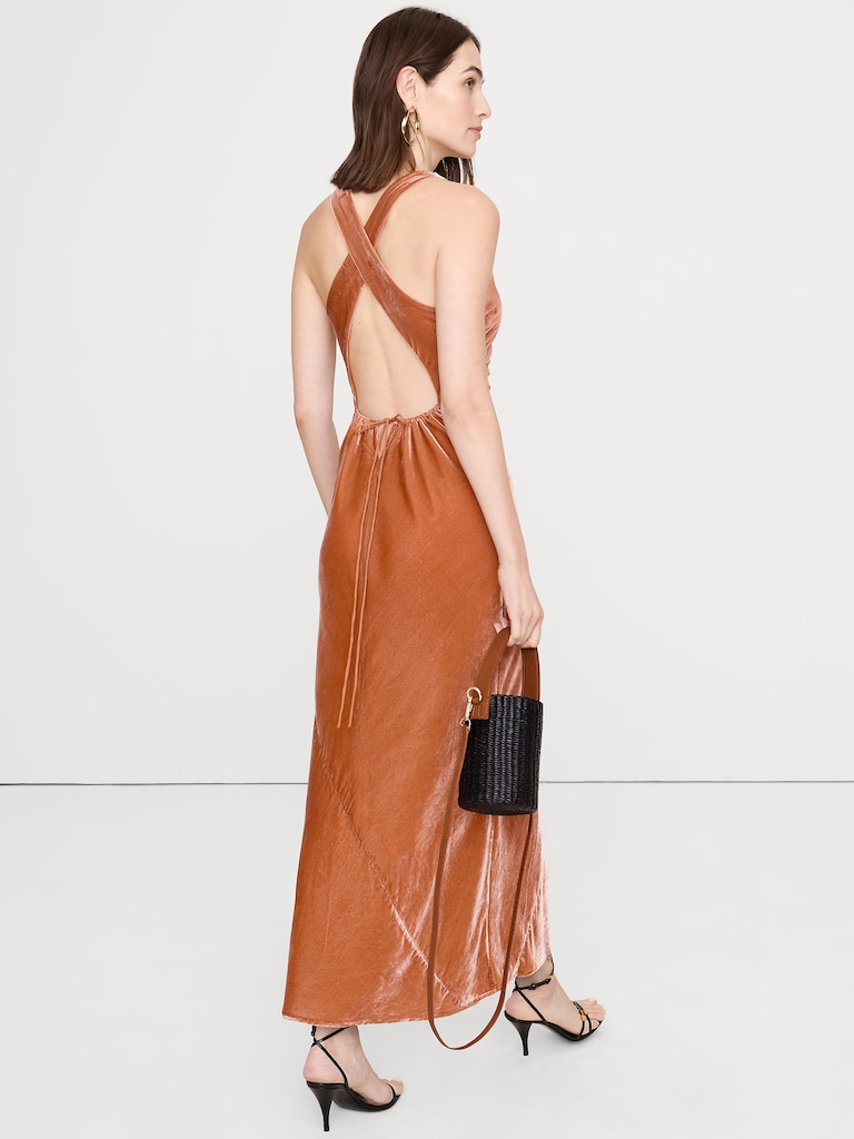 Velvet Cowl-Neck Gown