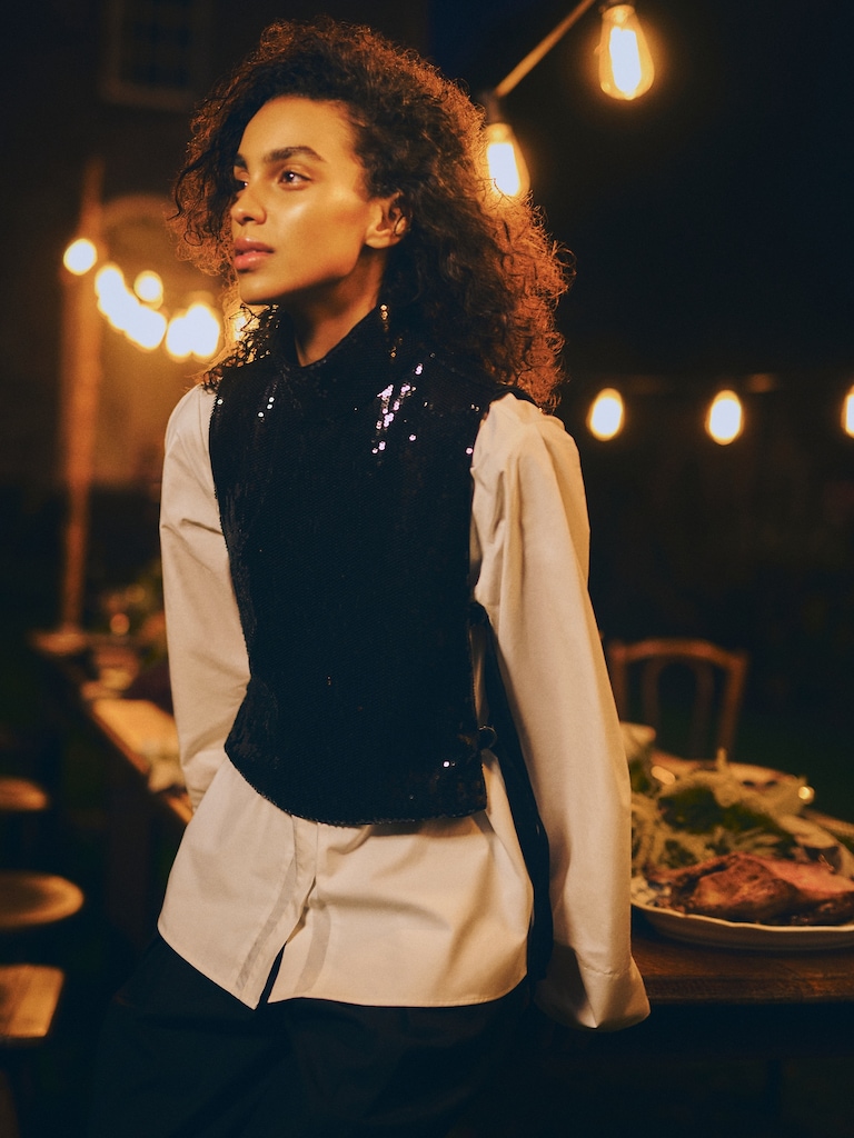 Sequin Open-Side Top