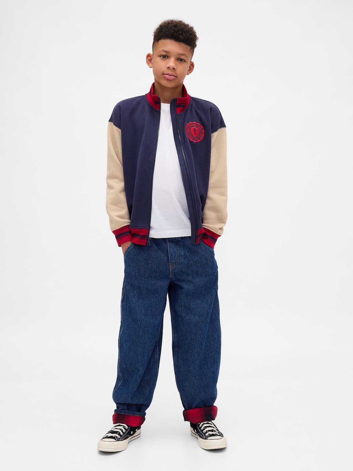 Stranger Things Kids Flannel-Lined Carpenter Baggy Jeans
