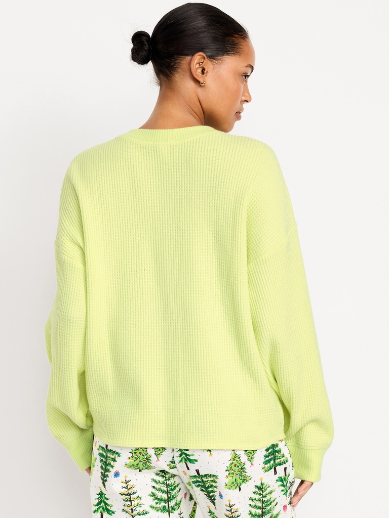 Oversized Cozy Waffle Henley Top