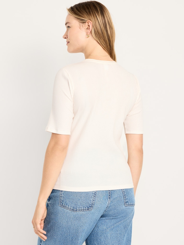 Short Sleeve Lace-Front Top