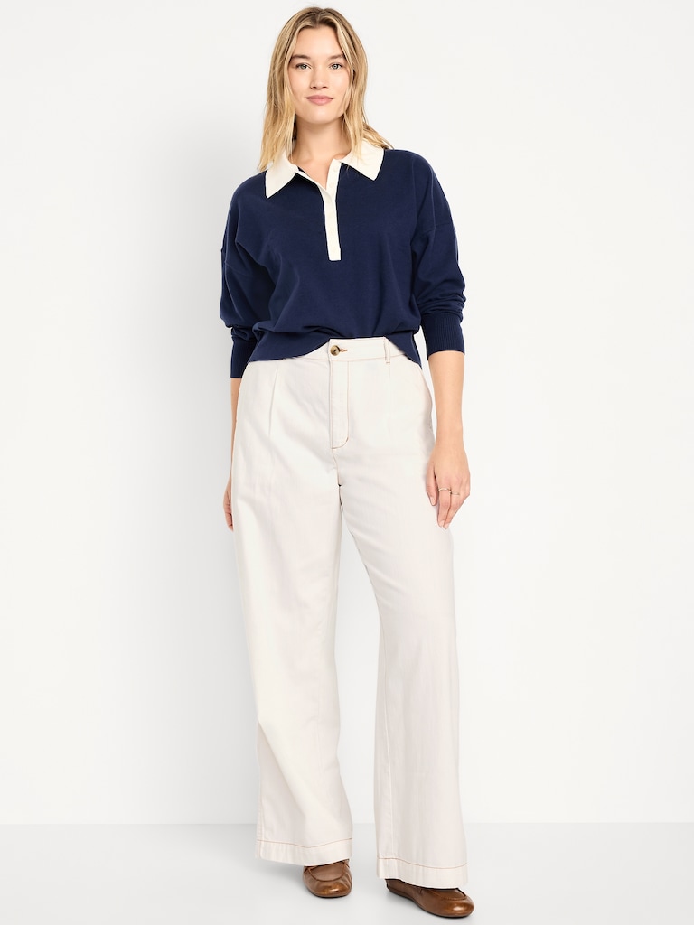 High-Waisted Taylor Trouser Wide-Leg Pants