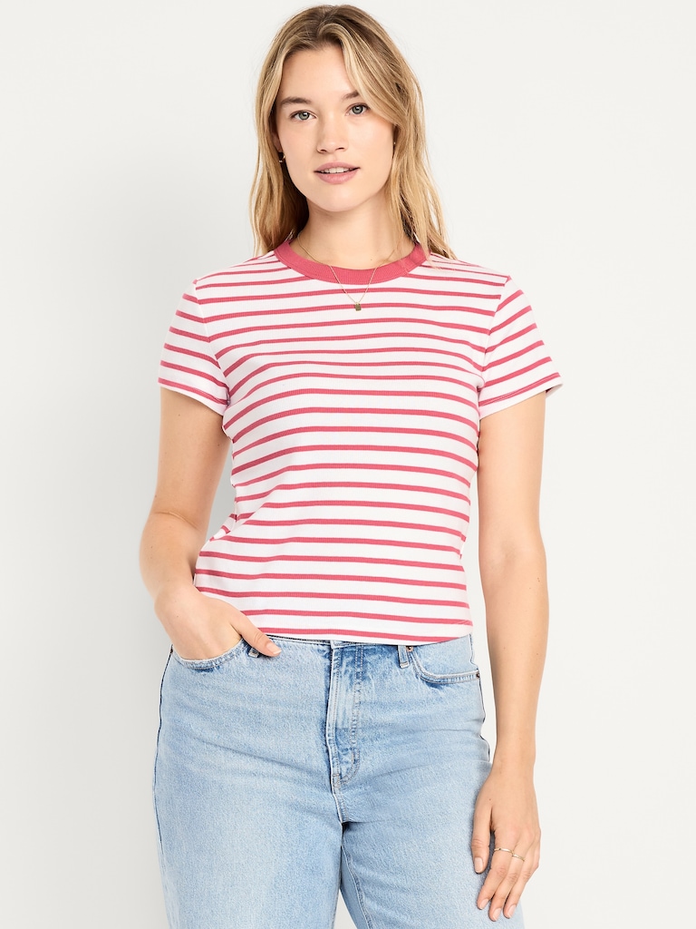 Snug Crew-Neck Ribbed T-Shirt