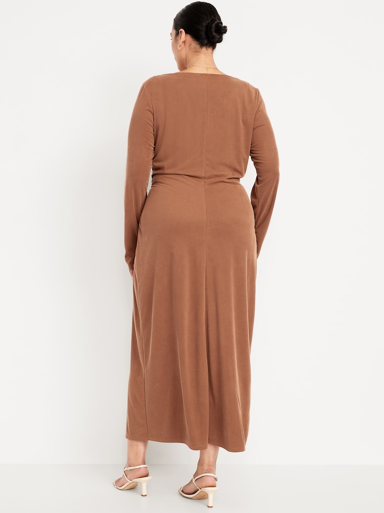 Boat-Neck Ruched Maxi Dress
