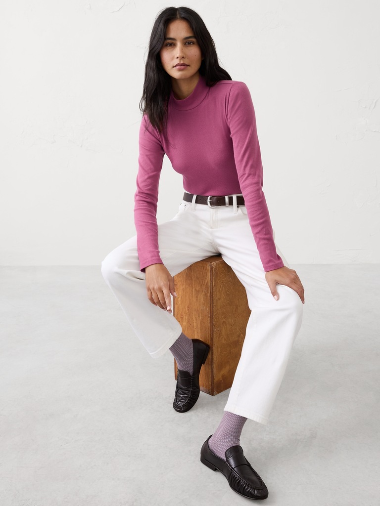 Ribbed Mock-Neck Top