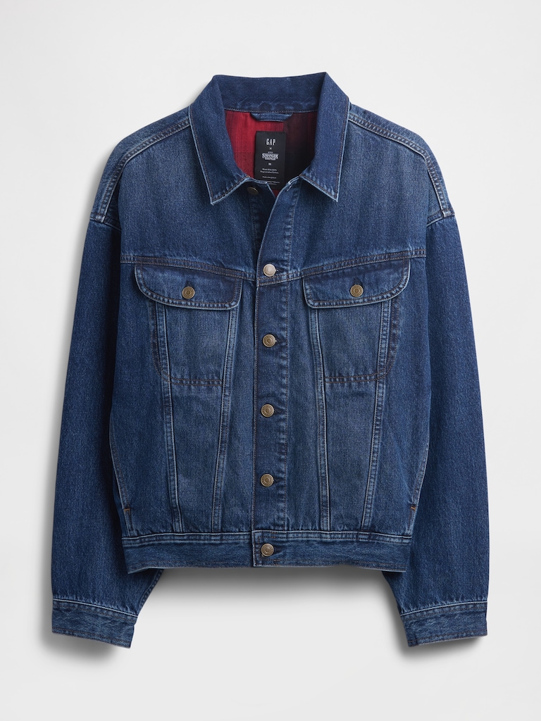 Stranger Things Adult Flannel-Lined Icon Denim Jacket
