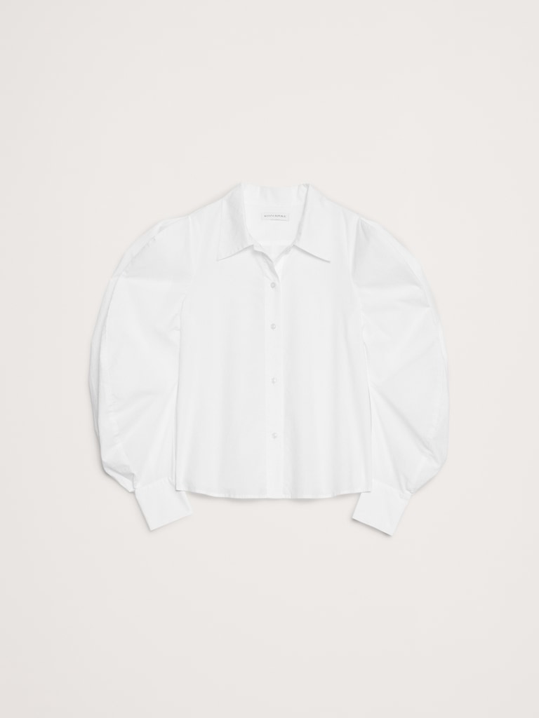 Cotton Poplin Volume-Sleeve Shirt