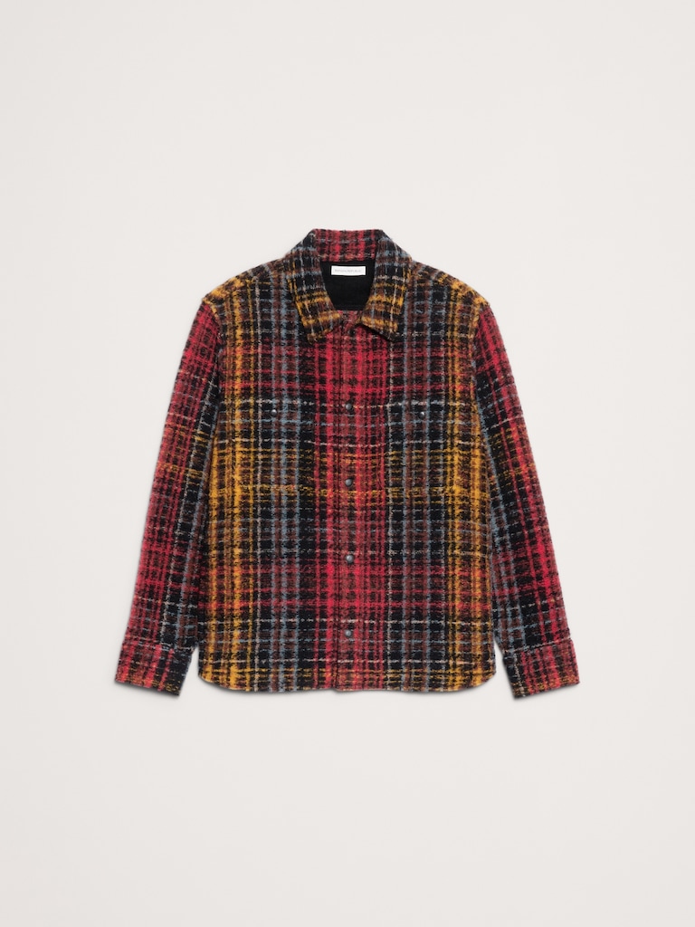 Plaid Bouclé Shirt Jacket