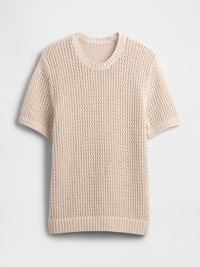 Crochet Mesh Crewneck T-Shirt