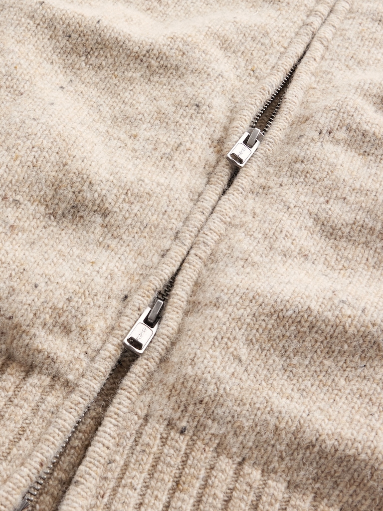 Wool-Blend Zip Cardigan Sweater