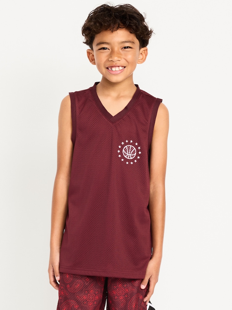 Mesh Graphic Basketball Tank Top for Boys